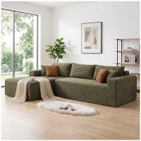 Cozy L-Shaped Compressed Sofa with 1400 lbs Weight Capacity and Cloud-Like Memory Foam, Spacious Couch for Big Families, 108"L x 68"W x 33"H, Green