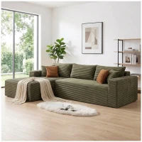 Cozy L-Shaped Compressed Sofa with 1400 lbs Weight Capacity and Cloud-Like Memory Foam, Spacious Couch for Big Families, 108"L x 68"W x 33"H, Green(m-1)