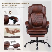 Solid Office Chair with Retractable Footrest and Ergonomic Support, Cozy Executive Seat for Home, Office, or Gaming, 28.5"L x 29"W x 50.5"H, Brown(m-3)