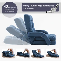 Cozy Floor Chair with 14 Adjustable Positions, Foldable Lazy Lounger for Home Offices and Gaming Rooms, 26.5"L x 22"W x 27"H, Blue(m-4)