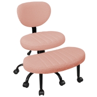 Ergonomic Cross-Legged Meditation Chair with Lumbar Support, Swivel Executive Office Desk Stool for Home Offices, 27" L x 35" W x 36.5" H, White
