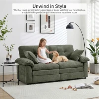 Modular Cloud Sofa with Soft Chenille Fabric, Cozy 2-Seater Couch for Apartments, Bedrooms, and Small Offices, 84"L x 35.5"W x 34.5"H, Green(m-7)