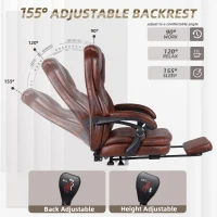 Solid Office Chair with Retractable Footrest and Ergonomic Support, Cozy Executive Seat for Home, Office, or Gaming, 28.5"L x 29"W x 50.5"H, Brown(m-5)