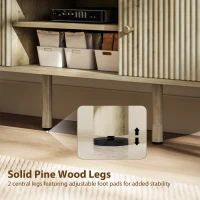 HOMCOM TV Stand for 65 Inch Television, Entertainment Center with Adjustable Shelves and Pine Wood Legs for Living Room, Oak(m-7)
