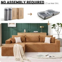 Cozy L-Shaped Compressed Sofa with 1400 lbs Weight Capacity and Cloud-Like Memory Foam, Spacious Couch for Big Families, 108"L x 68"W x 33"H, Brown(m-7)
