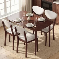 HOMCOM 5-Piece Dining Table Set for 4, Mid-Century Modern Kitchen Table and Chairs, Cream White(m-2)