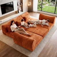 Cozy Compressed Sofa with Customizable Modular Layouts, Flexible Bed Couch for Both Compact and Spacious Spaces, 101.5"L x 36.5"W x 28.5"H, Orange(m-1)