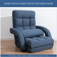 Cozy Floor Chair with 14 Adjustable Positions, Foldable Lazy Lounger for Home Offices and Gaming Rooms, 26.5"L x 22"W x 27"H, Blue(m-8)