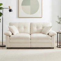 Modular Cloud Sofa with Soft Chenille Fabric, Cozy 2-Seater Couch for Apartments, Bedrooms, and Small Offices, 84"L x 35.5"W x 34.5"H, Beige(m-8)