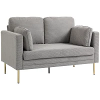 HOMCOM Loveseat Sofa, 55" Small Sofa Couch with 2 Pillows, Metal Legs for Living Room, Bedroom, Apartment, Grey(m-9)