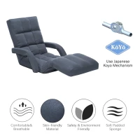 Swivel Gaming Chair with Adjustable Footrest, Ideal Floor Lounger for Living Room, Bedroom, or Gaming Setup, 20.5"L x 39.5"W x 26"H, Gray(m-8)