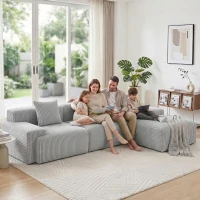 Modern Modular Compressed Sofa with Movable Ottoman, Memory-Foam Corner Couch for Apartments and Bedrooms, 118"L x 39.5"W x 29.5"H, Light Gray(m-10)