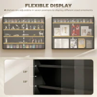 HOMCOM 5-Tier Display Cabinet, Wall-Mounted Display Case with 2 Glass Doors and Adjustable Shelves, Jet Black(m-4)