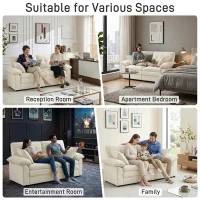 Modular Cloud Sofa with Soft Chenille Fabric, Cozy 2-Seater Couch for Apartments, Bedrooms, and Small Offices, 84"L x 35.5"W x 34.5"H, Beige(m-6)
