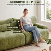 L-Shaped Compressed Sofa with High-Density Chenille Fabric and Supportive Backrests, Stylish Couch with Boneless Construction, 126"L x 68.5"W x 32"H, Green(m-5)