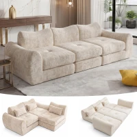 Cozy Compressed Sofa with Customizable Modular Layouts, Flexible Bed Couch for Both Compact and Spacious Spaces, 101.5"L x 36.5"W x 28.5"H, Beige(m-3)