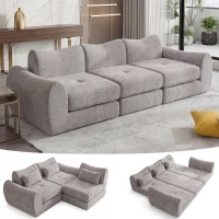 Cozy Compressed Sofa with Customizable Modular Layouts, Flexible Bed Couch for Both Compact and Spacious Spaces, 101.5"L x 36.5"W x 28.5"H, Gray(m-3)