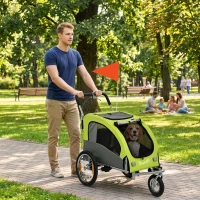 Aosom 2 in 1 Dog Bike Trailer, Foldable Pet Stroller, Dog Bicycle Trailer with Suspension, for Medium Dogs up to  44 LBS, Green(m-10)