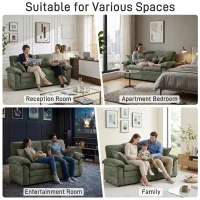 Modular Cloud Sofa with Soft Chenille Fabric, Cozy 2-Seater Couch for Apartments, Bedrooms, and Small Offices, 84"L x 35.5"W x 34.5"H, Green(m-6)