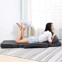 Cozy Floor Chair with 14 Adjustable Positions, Foldable Lazy Lounger for Home Offices and Gaming Rooms, 26.5"L x 22"W x 27"H, Gray(m-7)
