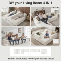 Cozy L-Shaped Compressed Sofa with 1400 lbs Weight Capacity and Cloud-Like Memory Foam, Spacious Couch for Big Families, 108"L x 68"W x 33"H, White(m-8)
