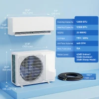 HOMCOM 12000 BTU Mini Split Air Conditioner, 115V Wifi Enabled Inverter AC Unit & Heat Pump Cools up to 750 Sq. Ft(m-3)