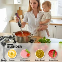 Powerful 1000W 5-in-1 Immersion Hand Blender with 20 Speeds, Multi-Purpose Stick Mixer for Home Kitchens, 2.5" L x 2.5" W x 16" H, Black(m-4)