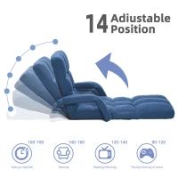 Swivel Gaming Chair with Adjustable Footrest, Ideal Floor Lounger for Living Room, Bedroom, or Gaming Setup, 20.5"L x 39.5"W x 26"H, Blue(m-5)