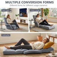 Folding Floor Chair with 14 Precision Adjustment Levels, Practical Floor Lounger for Reading, Gaming, or Relaxing, 20.5"L x 39.5"W x 25.5"H, Gray(m-8)