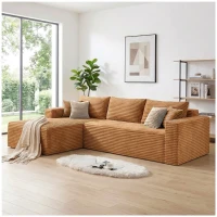 Cozy L-Shaped Compressed Sofa with 1400 lbs Weight Capacity and Cloud-Like Memory Foam, Spacious Couch for Big Families, 108"L x 68"W x 33"H, Brown(m-1)