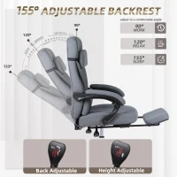 Solid Office Chair with Retractable Footrest and Ergonomic Support, Cozy Executive Seat for Home, Office, or Gaming, 28.5"L x 29"W x 50.5"H, Grey(m-5)