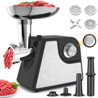 Powerful 2400W Electric Meat Grinder with 2 Speeds, Heavy-Duty Sausage Stuffer for Home Kitchens, 12" L x 5.5" W x 12.5" H, Black