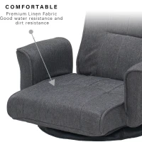 Swivel Floor Chair with 14-Angle Adjustable Backrest, Versatile Floor Lounger for Gaming, Meditation, and TV Watching, 18"L x 18.5"W x 30.5"H, Gray(m-4)