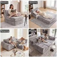 Cozy Compressed Sofa with Customizable Modular Layouts, Flexible Bed Couch for Both Compact and Spacious Spaces, 101.5"L x 36.5"W x 28.5"H, Gray(m-5)