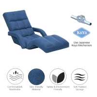 Swivel Gaming Chair with Adjustable Footrest, Ideal Floor Lounger for Living Room, Bedroom, or Gaming Setup, 20.5"L x 39.5"W x 26"H, Blue(m-8)