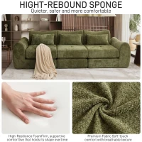 Cozy Compressed Sofa with Customizable Modular Layouts, Flexible Bed Couch for Both Compact and Spacious Spaces, 101.5"L x 36.5"W x 28.5"H, Green(m-6)
