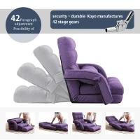 Cozy Floor Chair with 14 Adjustable Positions, Foldable Lazy Lounger for Home Offices and Gaming Rooms, 26.5"L x 22"W x 27"H, Purple(m-4)