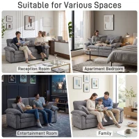 Modular Cloud Sofa with Soft Chenille Fabric, Cozy 2-Seater Couch for Apartments, Bedrooms, and Small Offices, 84"L x 35.5"W x 34.5"H, Light Gray(m-6)