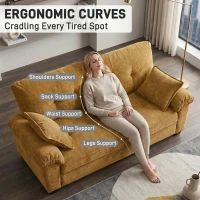 Modular Cloud Sofa with Soft Chenille Fabric, Cozy 2-Seater Couch for Apartments, Bedrooms, and Small Offices, 84"L x 35.5"W x 34.5"H, Yellow(m-5)