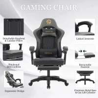 Ergonomic Gaming Chair with Adjustable Lumbar Support, Ideal Computer Seat for Home Offices, Gaming Setups, 25"L x 25"W x 51"H, Gray(m-4)