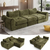 Cozy Compressed Sofa with Customizable Modular Layouts, Flexible Bed Couch for Both Compact and Spacious Spaces, 101.5"L x 36.5"W x 28.5"H, Green(m-3)