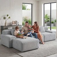 Modern Modular Compressed Sofa with Movable Ottoman, Memory-Foam Corner Couch for Apartments and Bedrooms, 118"L x 39.5"W x 29.5"H, Light Gray(m-9)