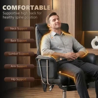 HOMCOM Massage Office Chair with 6 Points Vibration, Executive Desk Chair with High Back, PU Leather, Footrest, Black(m-4)