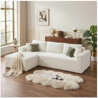 Cozy L-Shaped Compressed Sofa with 1400 lbs Weight Capacity and Cloud-Like Memory Foam, Spacious Couch for Big Families, 108"L x 68"W x 33"H, White(m-3)