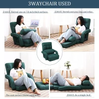 Cozy Floor Chair with 14 Adjustable Positions, Foldable Lazy Lounger for Home Offices and Gaming Rooms, 26.5"L x 22"W x 27"H, Green(m-5)