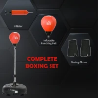Soozier Reflex Bag with Stand, Freestanding Punching Bag Set with Speedball and Gloves, 52.4" -59.4" Adjustable Height(m-5)