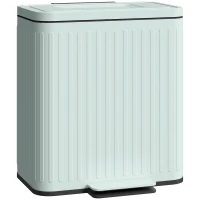 HOMCOM Trash Can, 2 x 5.3 Gallon (2 x 20 L) Garbage Can with Soft-Close Lid, Removable Inner Buckets for Kitchen Home Office(m-9)