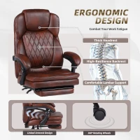 Solid Office Chair with Retractable Footrest and Ergonomic Support, Cozy Executive Seat for Home, Office, or Gaming, 28.5"L x 29"W x 50.5"H, Brown(m-4)