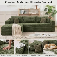 Cozy L-Shaped Compressed Sofa with 1400 lbs Weight Capacity and Cloud-Like Memory Foam, Spacious Couch for Big Families, 108"L x 68"W x 33"H, Green(m-4)