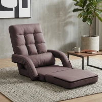 Cozy Floor Chair with 14 Adjustable Positions, Foldable Lazy Lounger for Home Offices and Gaming Rooms, 26.5"L x 22"W x 27"H, Brown(m-1)
